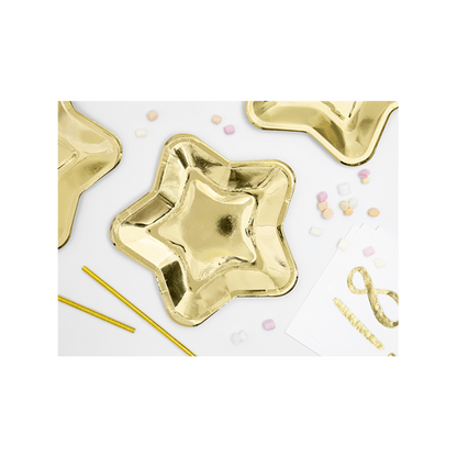6 Pappteller Trend - Ø 23cm - Gold Star