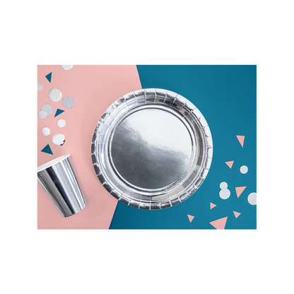 6 Pappteller Trend - Ø 23cm - Silber