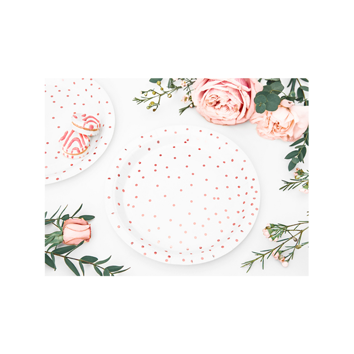 6 Pappteller Trend - Ø 18cm - Dots Weiß