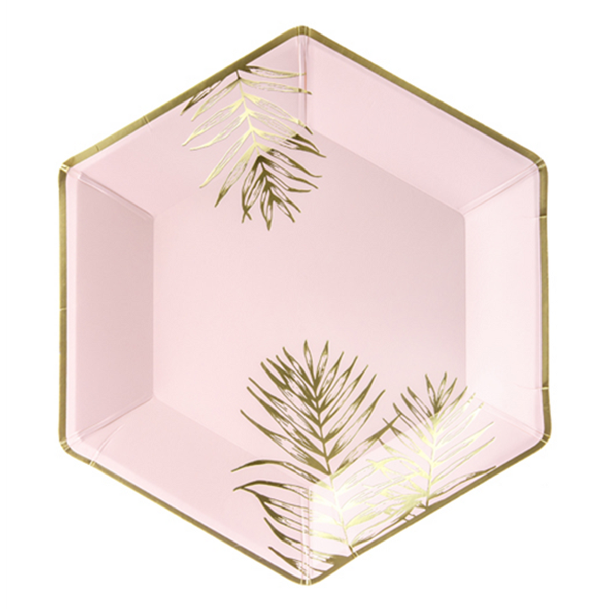 6 Pappteller Trend - Ø 23cm - Rosa Palmenblätter