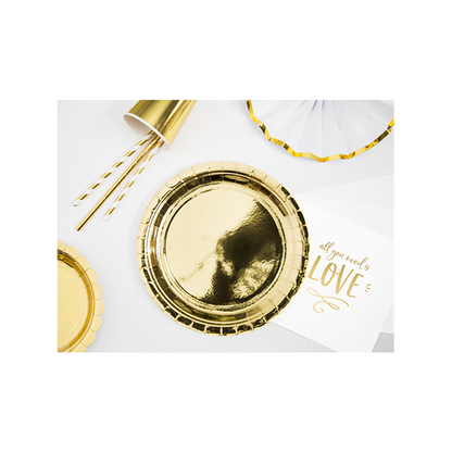 6 Pappteller Trend - Ø 23cm - Gold