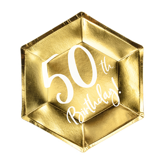 6 Pappteller Trend - Ø 20cm - 50th Birthday