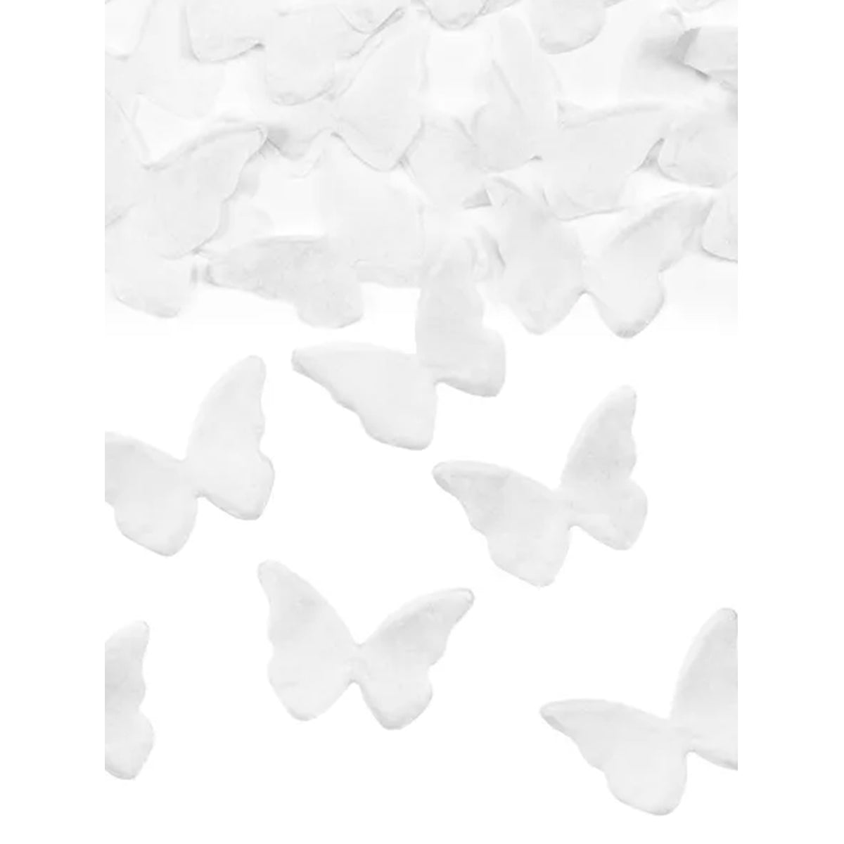 1 Konfettikanone - 20cm - Weiße Schmetterlinge