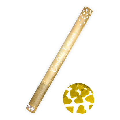 1 Konfettikanone XL - 60cm - Metallic - Herzen - Gold