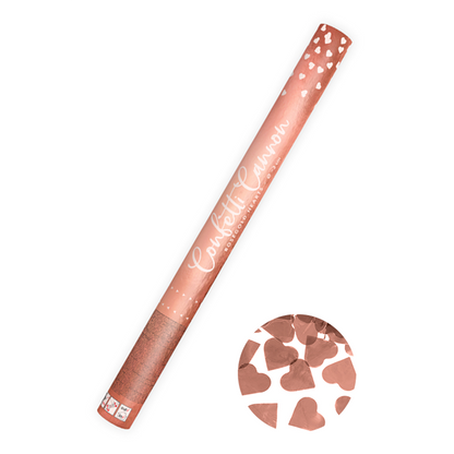 1 Konfettikanone XL - 60cm - Metallic - Herzen - RoseGold