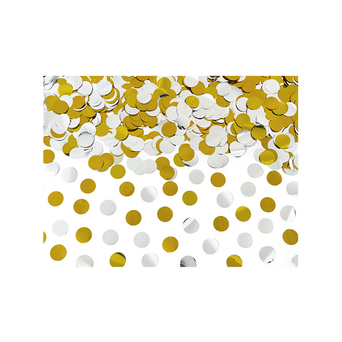 1 Konfettikanone XL - 60cm - Metallic - Dots - Silber & Gold