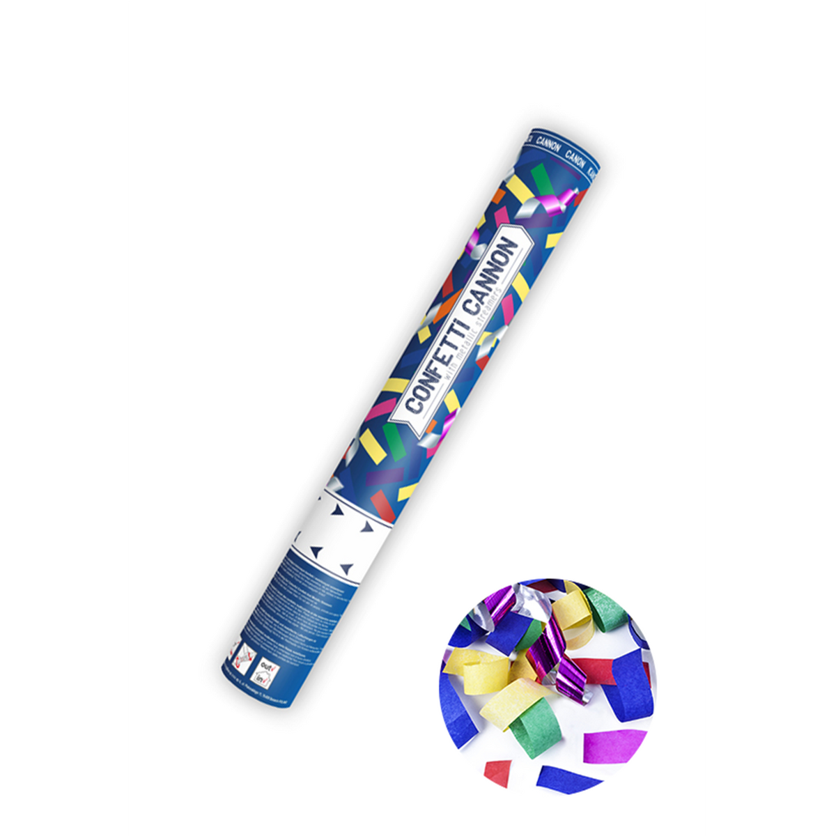 1 Konfettikanone - 40cm - MIX - Papier & Metallicstreifen - Bunt