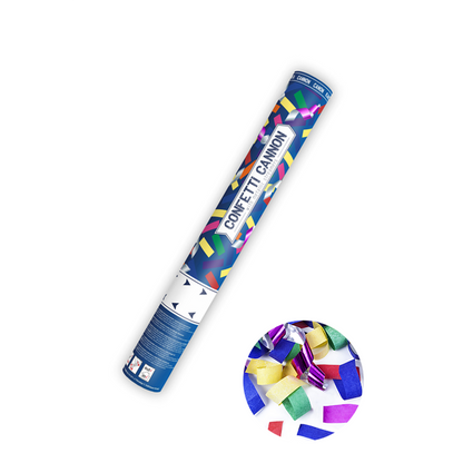 1 Konfettikanone - 40cm - MIX - Papier & Metallicstreifen - Bunt