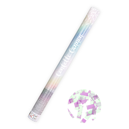 1 Konfettikanone XL - 60cm - Metallic - Streifen - Iridescent