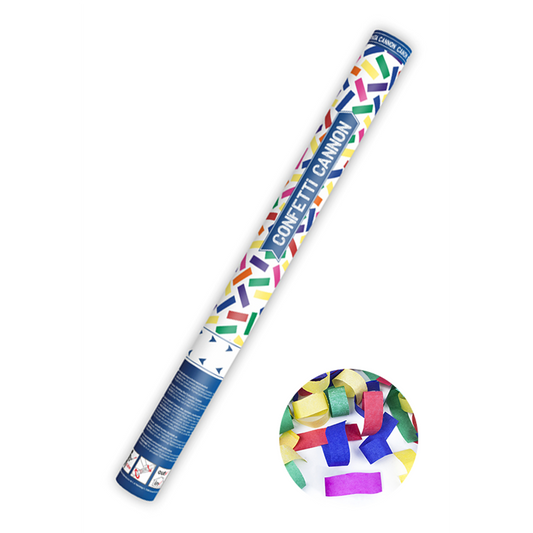 1 Konfettikanone XL - 60cm - Papier - Streifen - Bunt