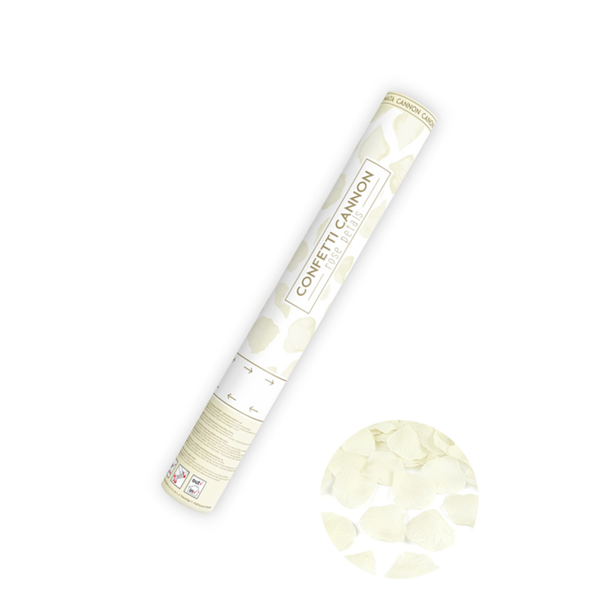 1 Konfettikanone - 40cm - Rosenblätter - Creme
