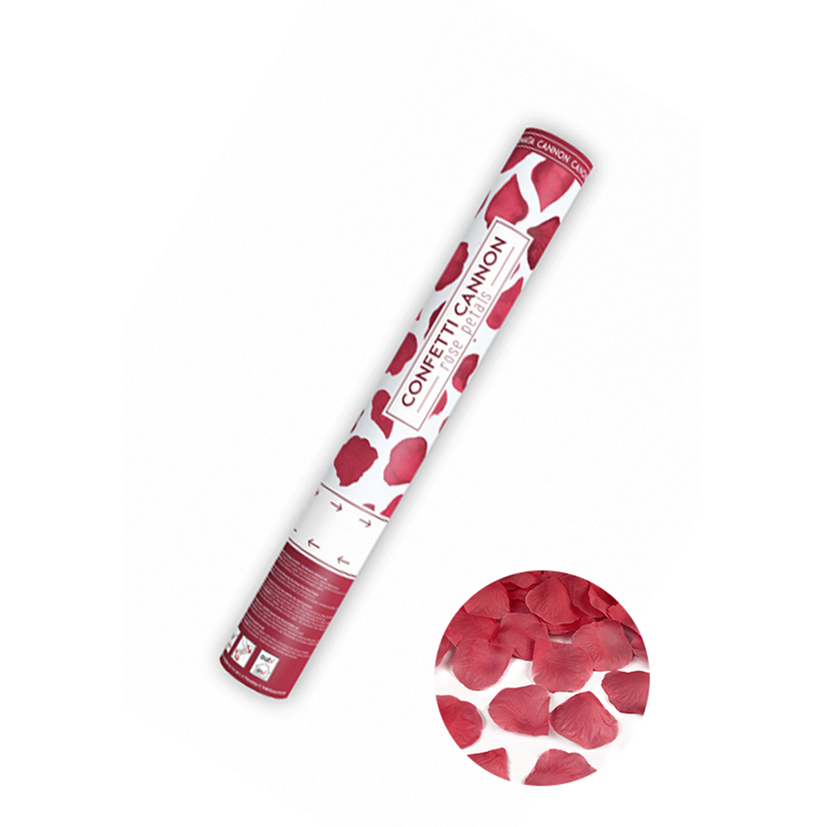1 Konfettikanone - 40cm - Rosenblätter - Rot