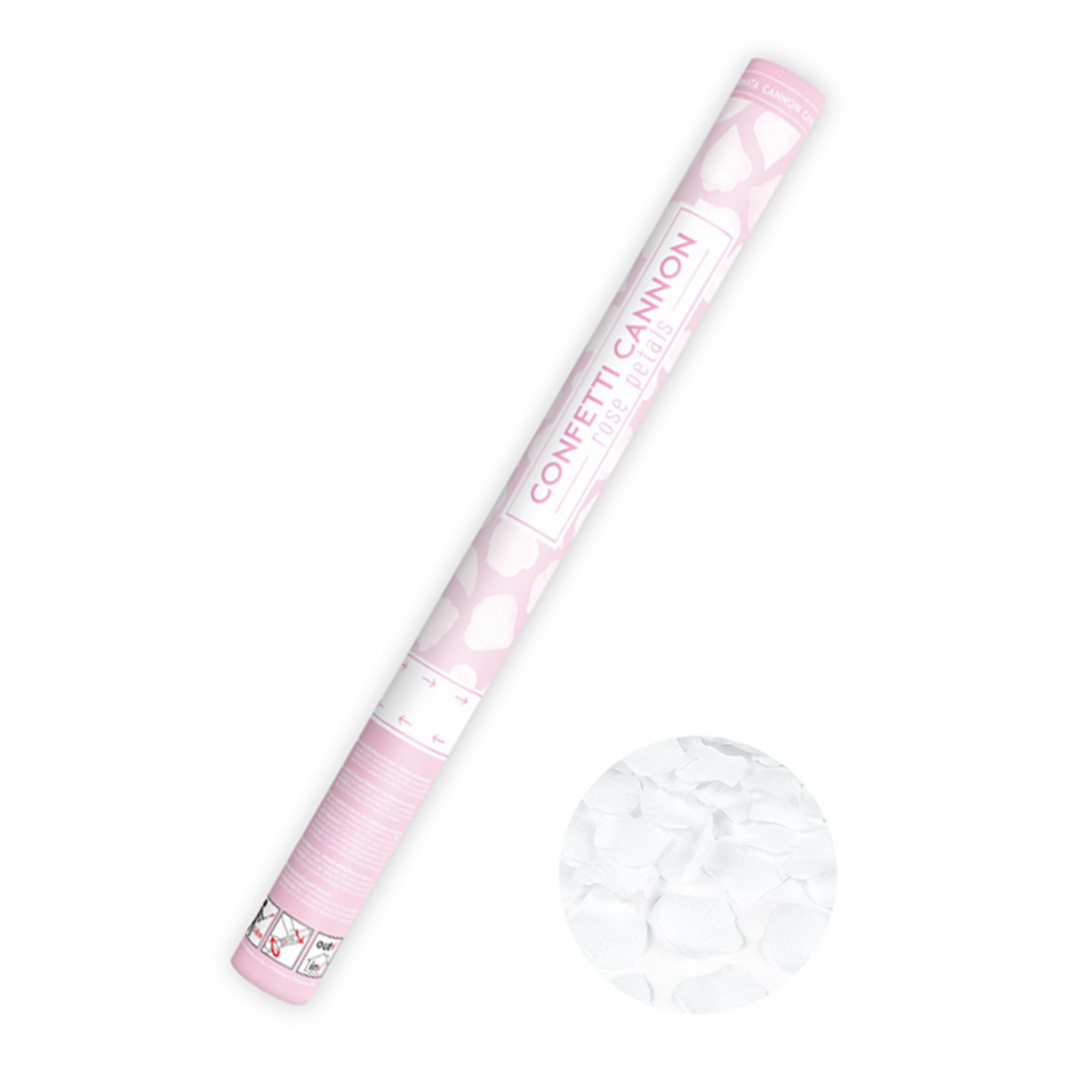 1 Konfettikanone XL - 60cm - Rosenblätter - Weiß