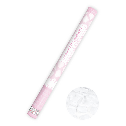 1 Konfettikanone XL - 60cm - Rosenblätter - Weiß