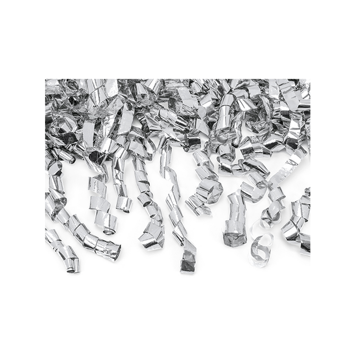 1 Konfettikanone - 40cm - Metallic - Luftschlangen - Silber
