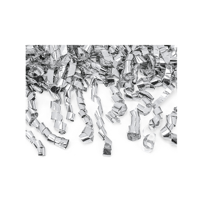 1 Konfettikanone - 40cm - Metallic - Luftschlangen - Silber