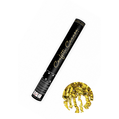 1 Konfettikanone - 40cm - Metallic - Luftschlangen - Gold