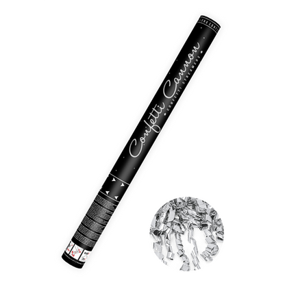 1 Konfettikanone XL - 60cm - Metallic - Luftschlangen - Silber