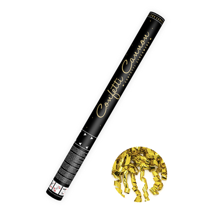 1 Konfettikanone XL - 60cm - Metallic - Luftschlangen - Gold