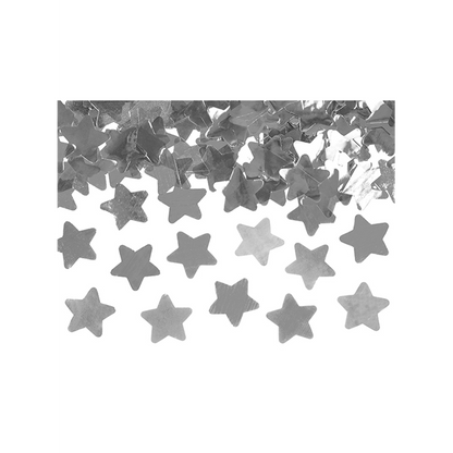 1 Konfettikanone XL - 60cm - Metallic - Stars - Silber