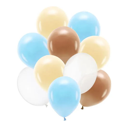 10 Luftballons - Ø 27cm & 30cm - Pastel Blau & Schokoladenbraun