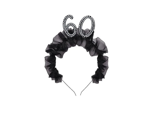 1 Stirnband - 60 mit Rüschen und Perlen - Black